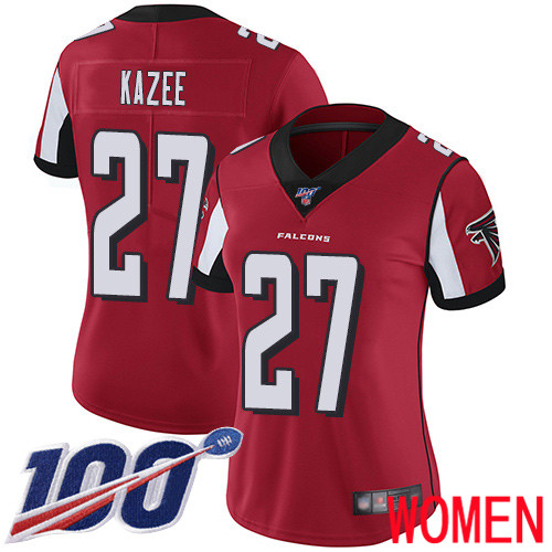 Atlanta Falcons Limited Red Women Damontae Kazee Home Jersey NFL Football #27 100th Season Vapor Untouchable->women nfl jersey->Women Jersey
